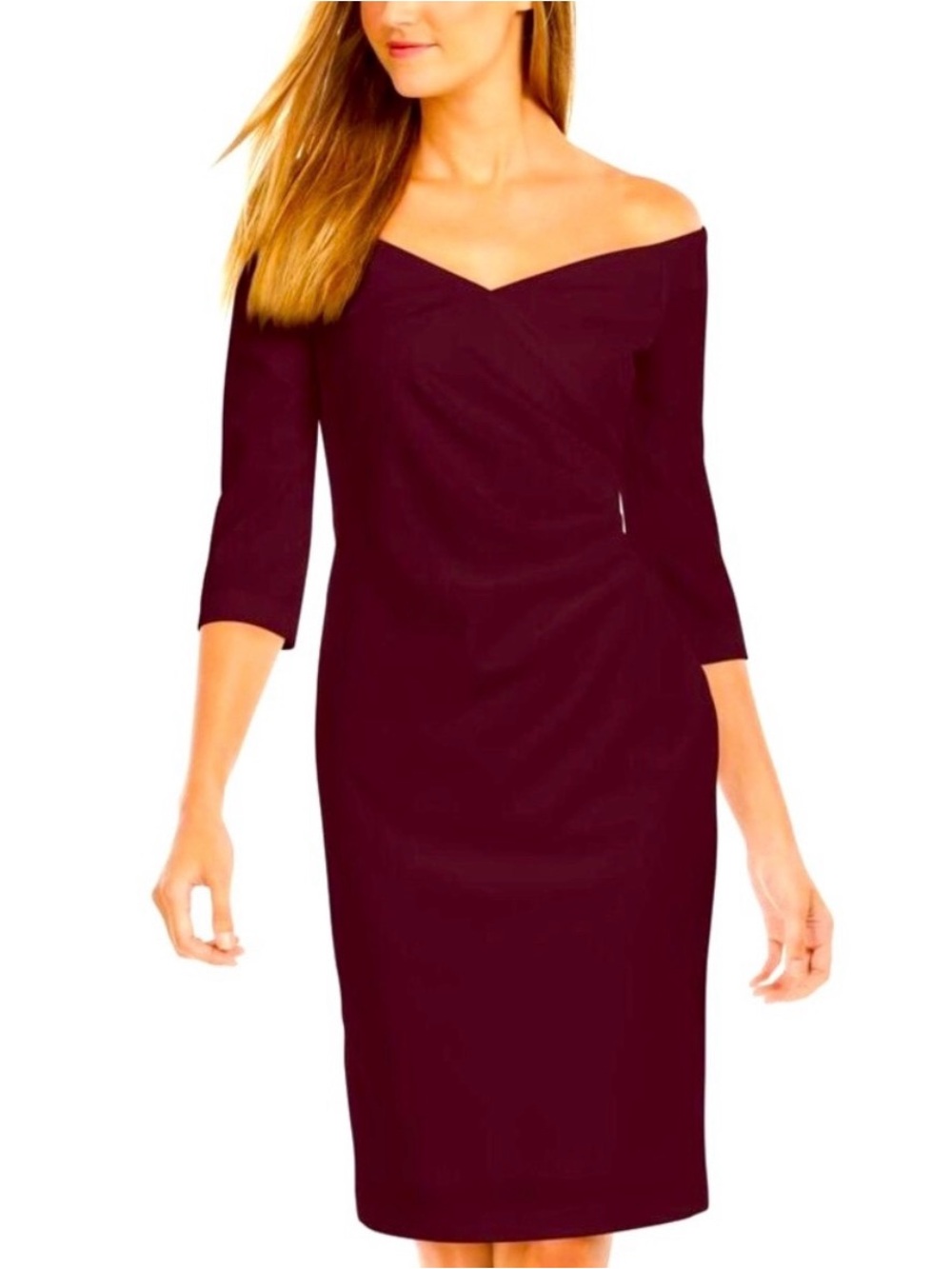 Calvin Klein Burgundy Sheath Dress Formal Cocktail Gala Mother of the Bride Sz 6